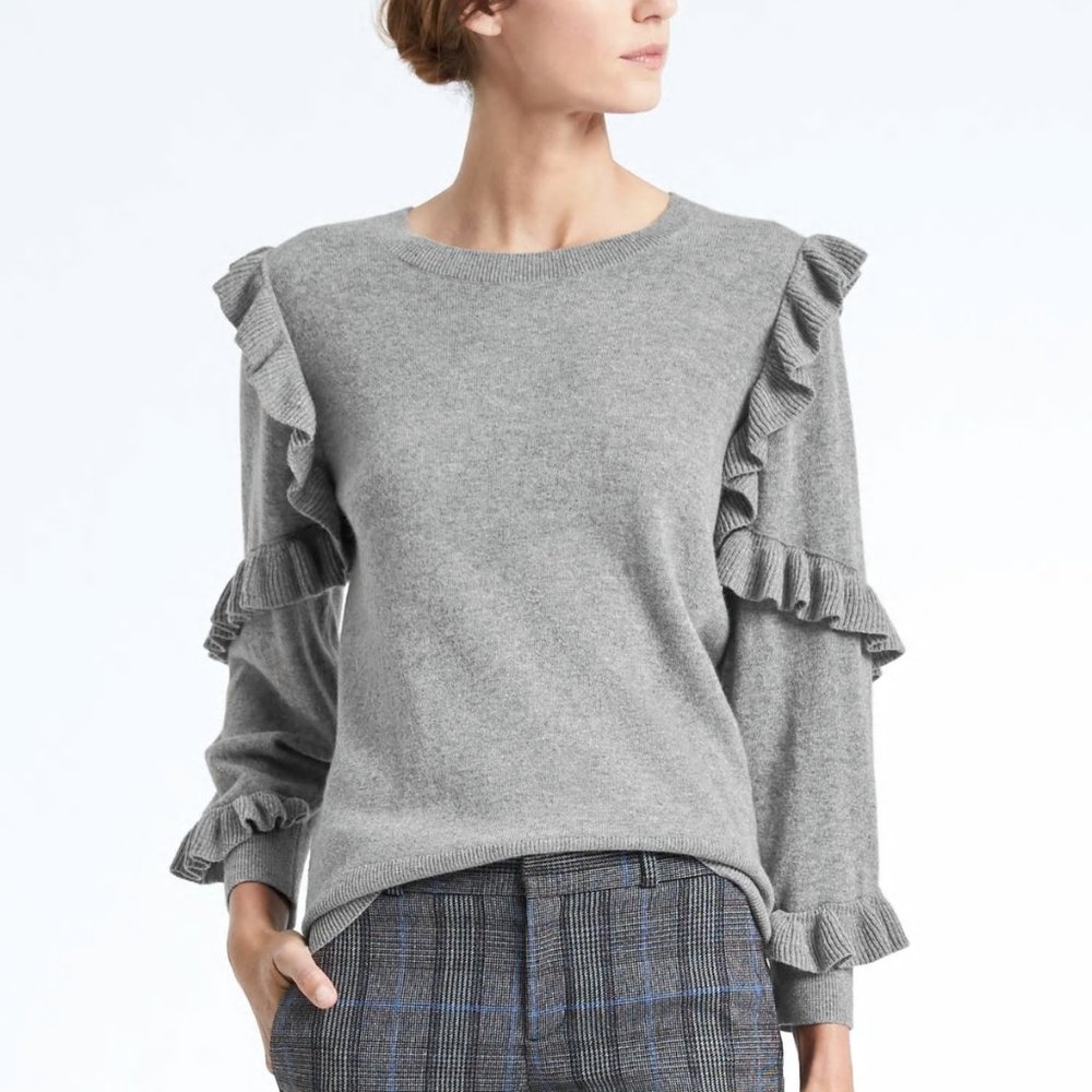 Banana Republic Italian SuperLoft Ruffle Crew Sweater